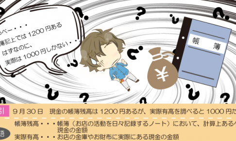 現金の帳簿残高と実際有高が異なるときの仕訳